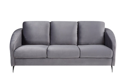 Sofia - Velvet Fabric Sofa, Loveseat, Chair Living Room (Set of 3) - Gray