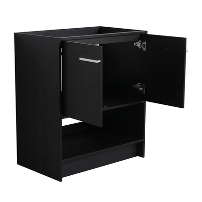 Modern Freestanding 30" Bathroom Vanity With Ceramic Sink, Soft Closing Doors Cabinet - Dark Oak