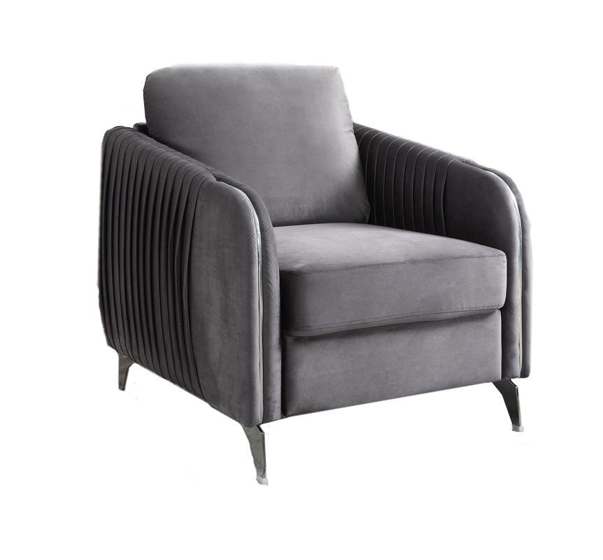 Hathaway - Velvet Modern Chic Accent Armchair - Gray