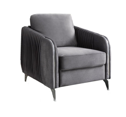 Hathaway - Velvet Modern Chic Accent Armchair - Gray