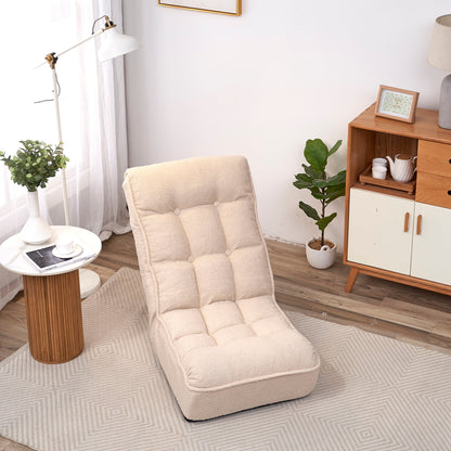 Single Sofa Reclining Japanese Chair Lazy Sofa Tatami Balcony Adjustable Chair - Ivory