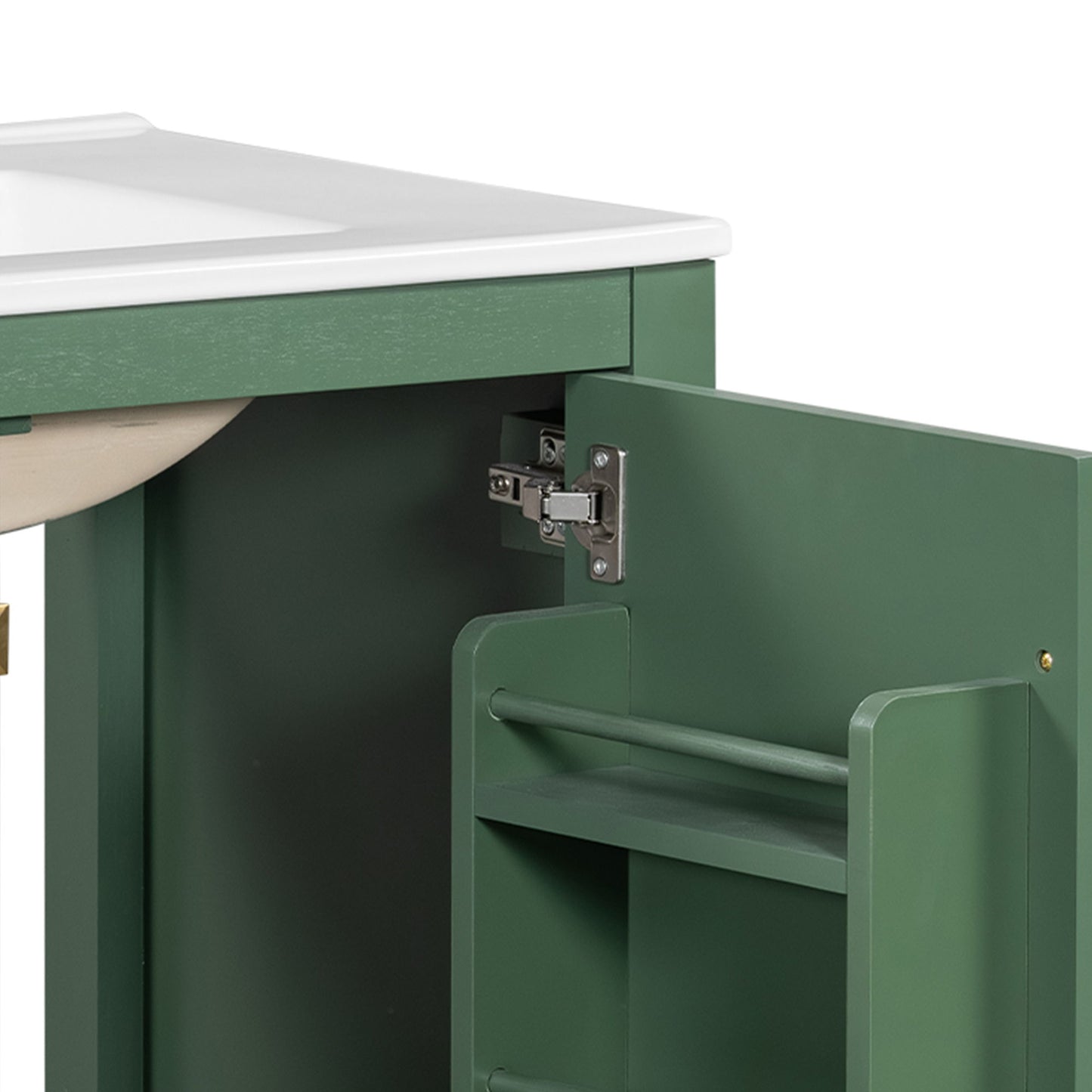 Bathroom Vanity With Single Sink, Combination Under Counter Sink, Bathroom Storage Cabinet With 2 Doors And A Drawer, Soft Closure, Multifunctional Storage - Green