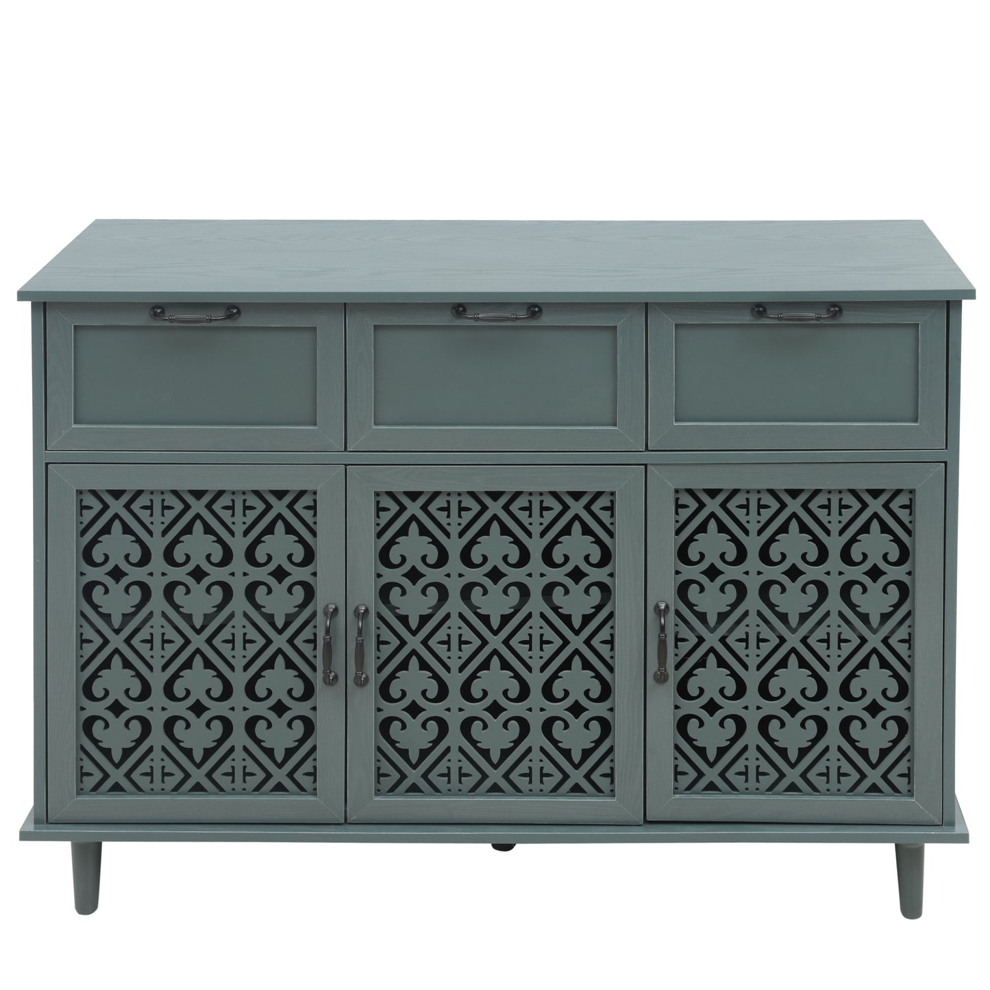 3 Door 3 Drawer Cabinet, American Furniture, Suitable For Bedroom, Living Room, Study - Dark Green