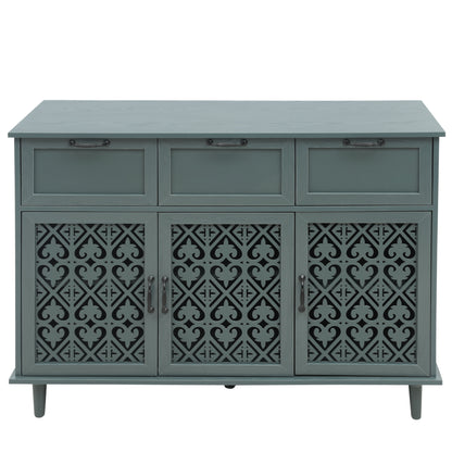3 Door 3 Drawer Cabinet, American Furniture, Suitable For Bedroom, Living Room, Study - Dark Green