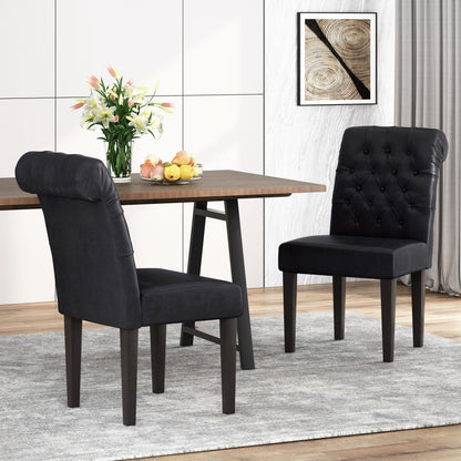 Broxton - Tuft Dining Rolltop Chair (Set of 2) With Button Tufted Upholstery - Black