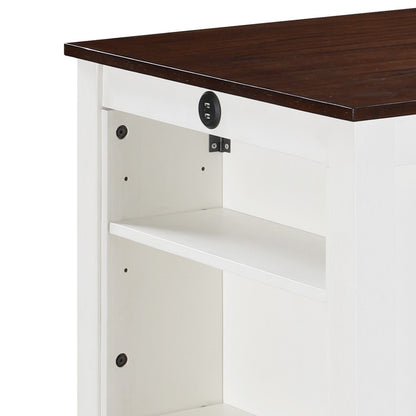 Graham - 3 Piece Small Space Counter Height Dining Table With Shelves And 2 Chairs (Set of 3) - White Finish