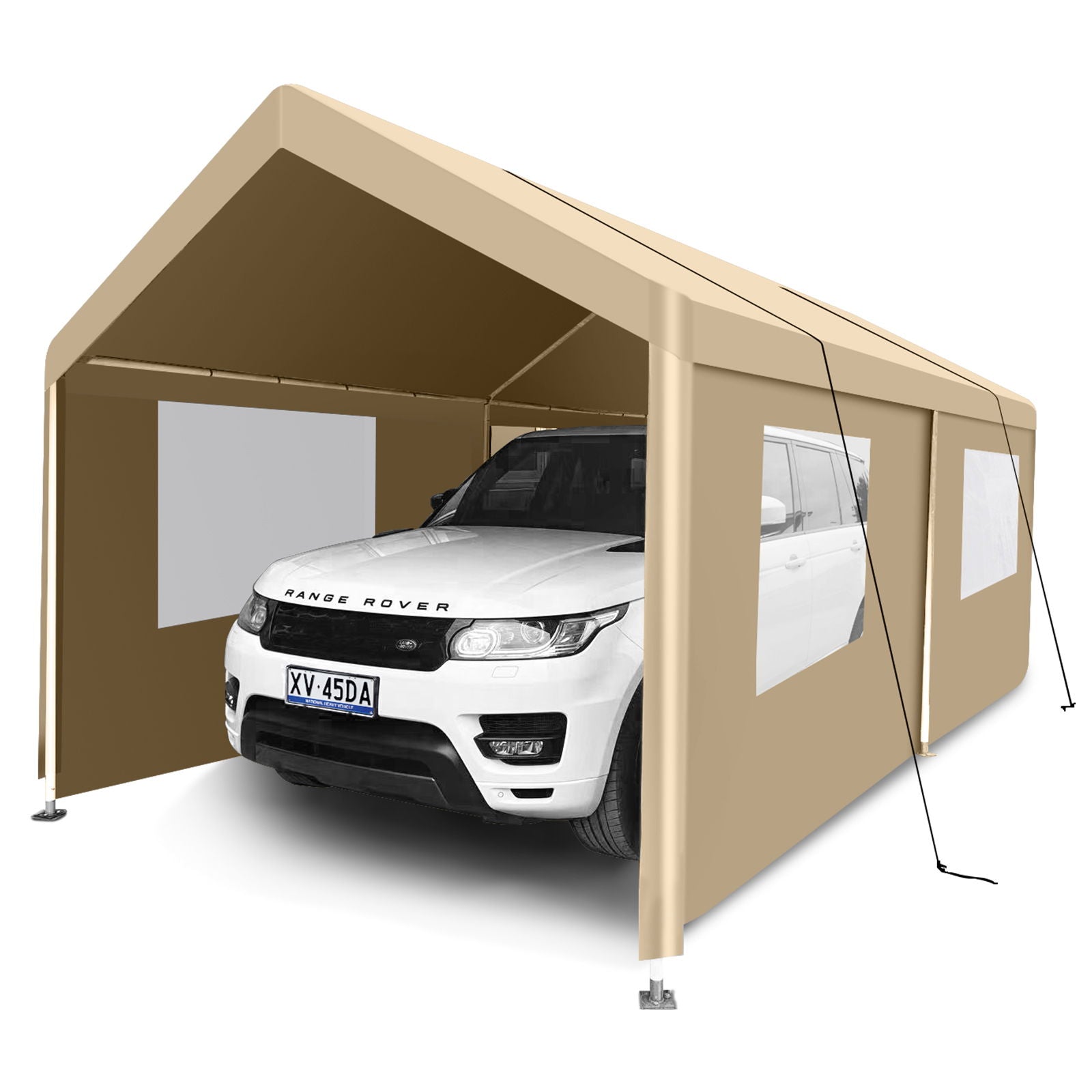 Carport, 10x20 Heavy Duty Portable Carport Garage Tent For Outdoor Storage Shelter - Khaki