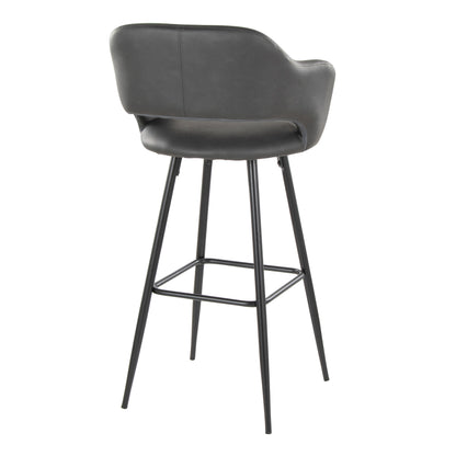 Margarite - Contemporary Fixed Height BarStool With Square Footrest (Set of 2) - Black / Gray
