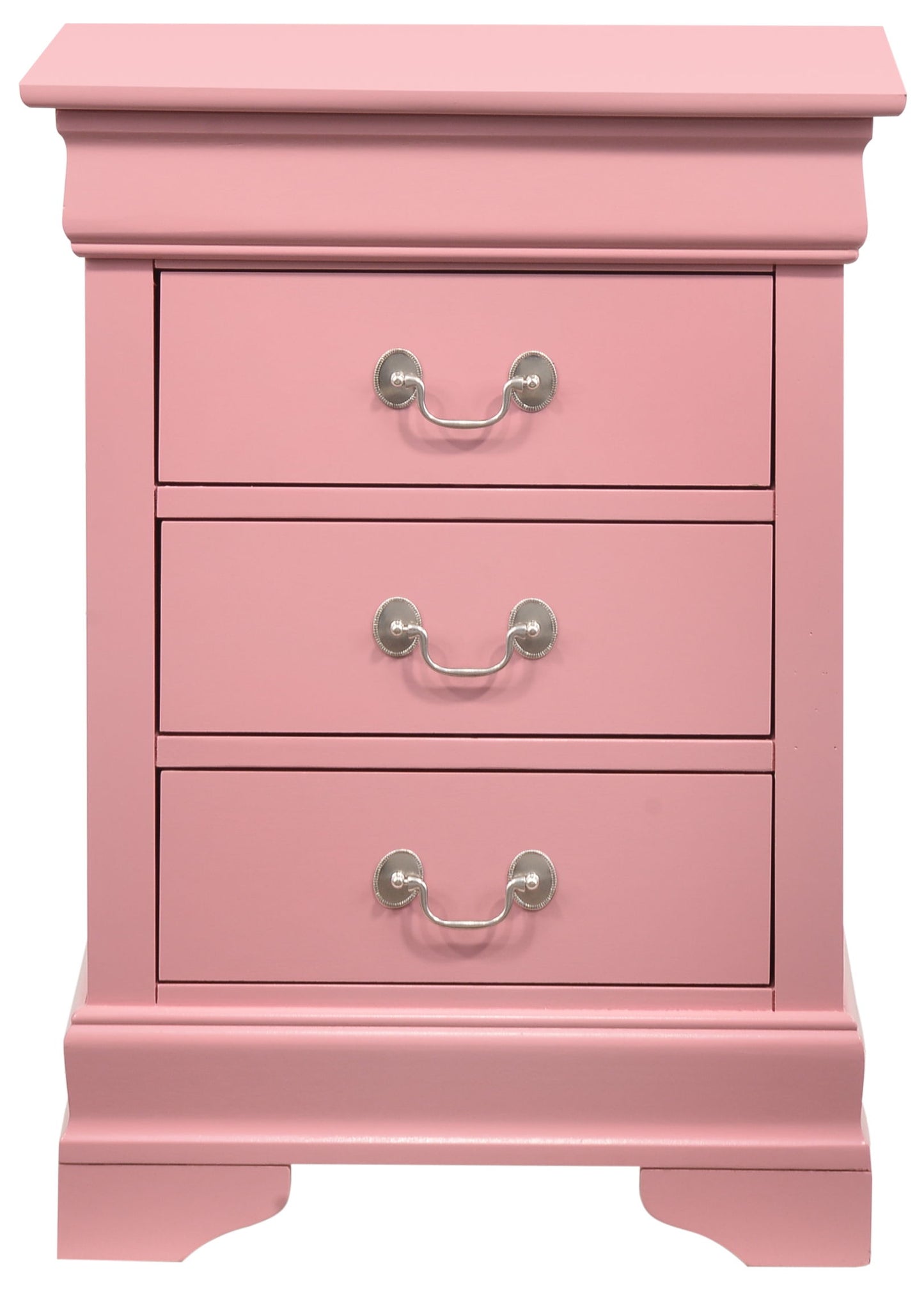 Louis Phillipe - 3 Drawer Nightstand - Pink