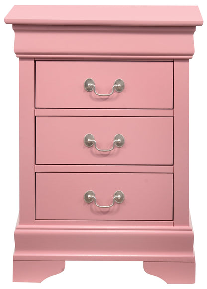Louis Phillipe - 3 Drawer Nightstand - Pink