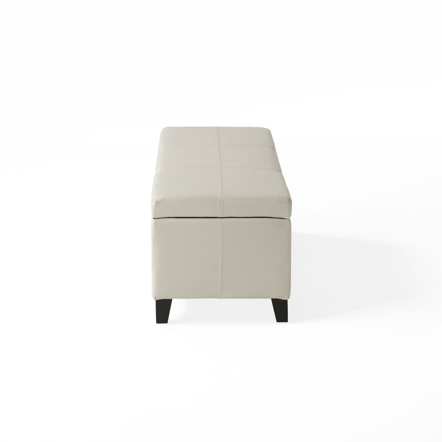 Glouster - Storage Ottoman With Leather Upholstery - Ivory