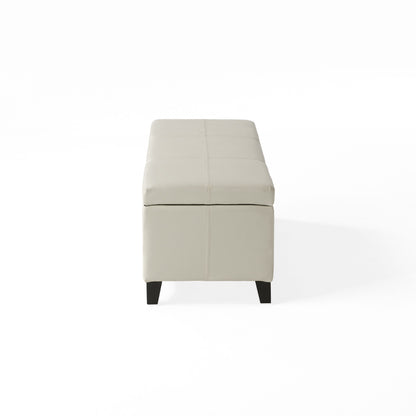 Glouster - Storage Ottoman With Leather Upholstery - Ivory