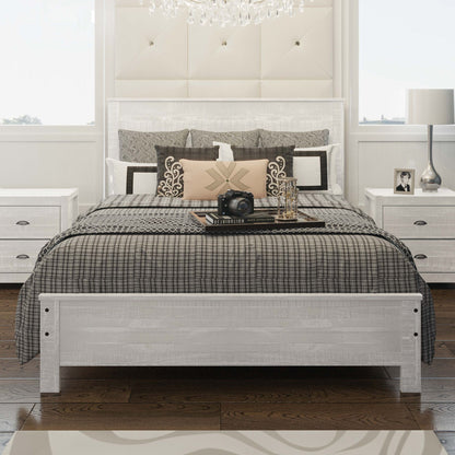 Albany - Twin Bed Frame Modern Rustic Solid Wood With Headboard, Heavy Duty Twin Size, Box Spring Needed - White