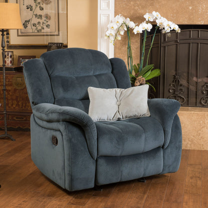 Classic Design, Plush, Glider Recliner - Steel Gray