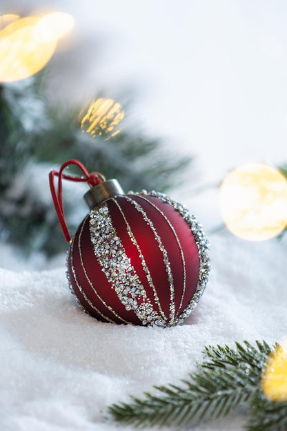Christmas Ball Ornaments, Decorative Hanging Ball Christmas Tree Ornaments For Holiday Decorations (Set of 12) - Red