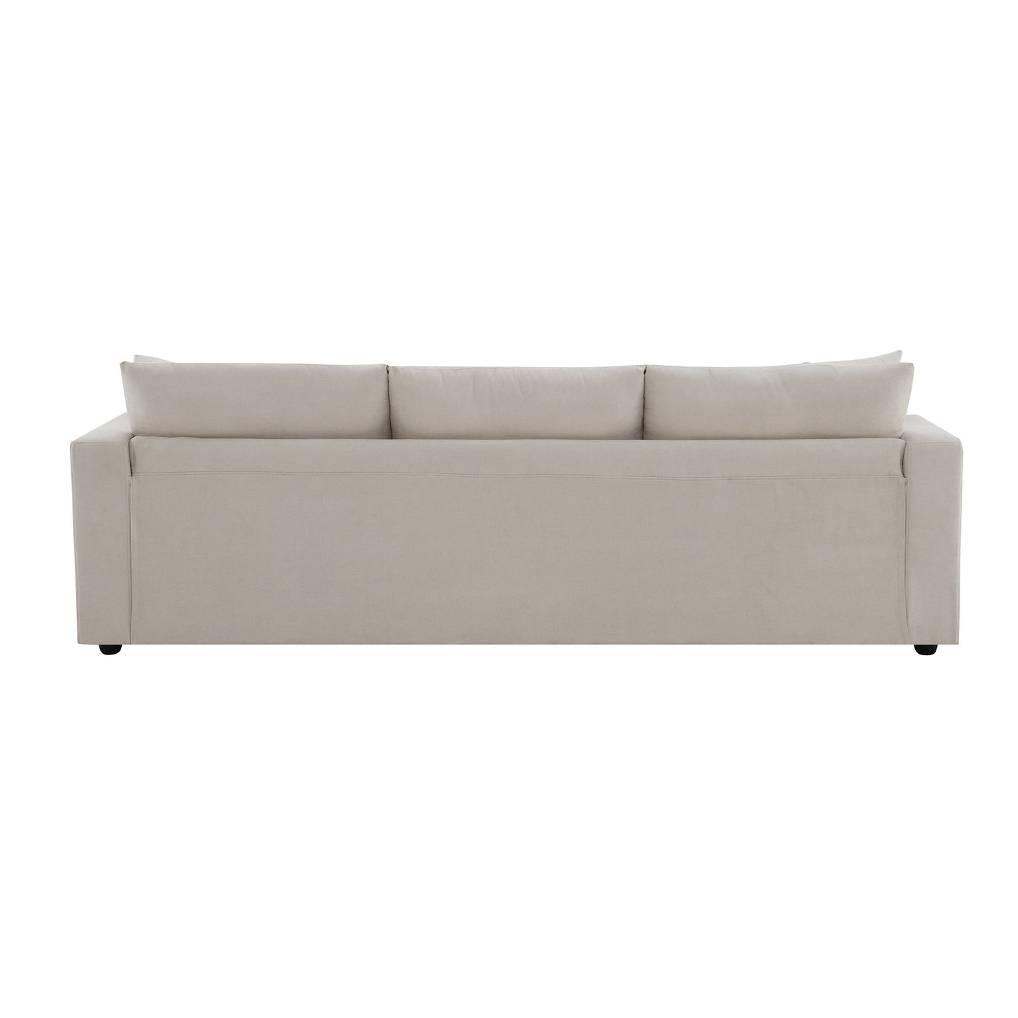 Modern Sectional Sofa With Throw Pillows, Cloud L Shaped Couch Set With Wide 4 Seat Comfy Couch Set With Movable Ottoman - Beige