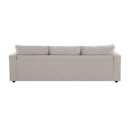 Modern Sectional Sofa With Throw Pillows, Cloud L Shaped Couch Set With Wide 4 Seat Comfy Couch Set With Movable Ottoman - Beige