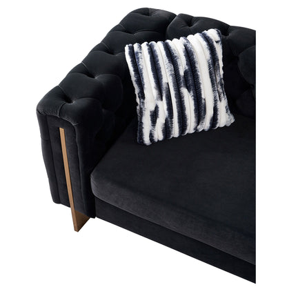 Chesterfield - Modern Tufted Velvet Living Room Sofa, 84.25''W Couch - Black