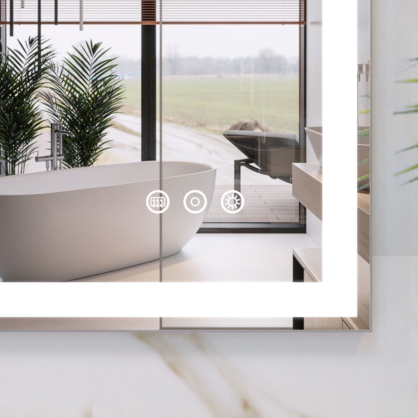 LED Bathroom Vanity Mirror Wall Mounted Adjustable White / Warm / Natural Lights Anti-Fog Touch Switch With Memory Modern Smart Large Bathroom Mirrors - Silver
