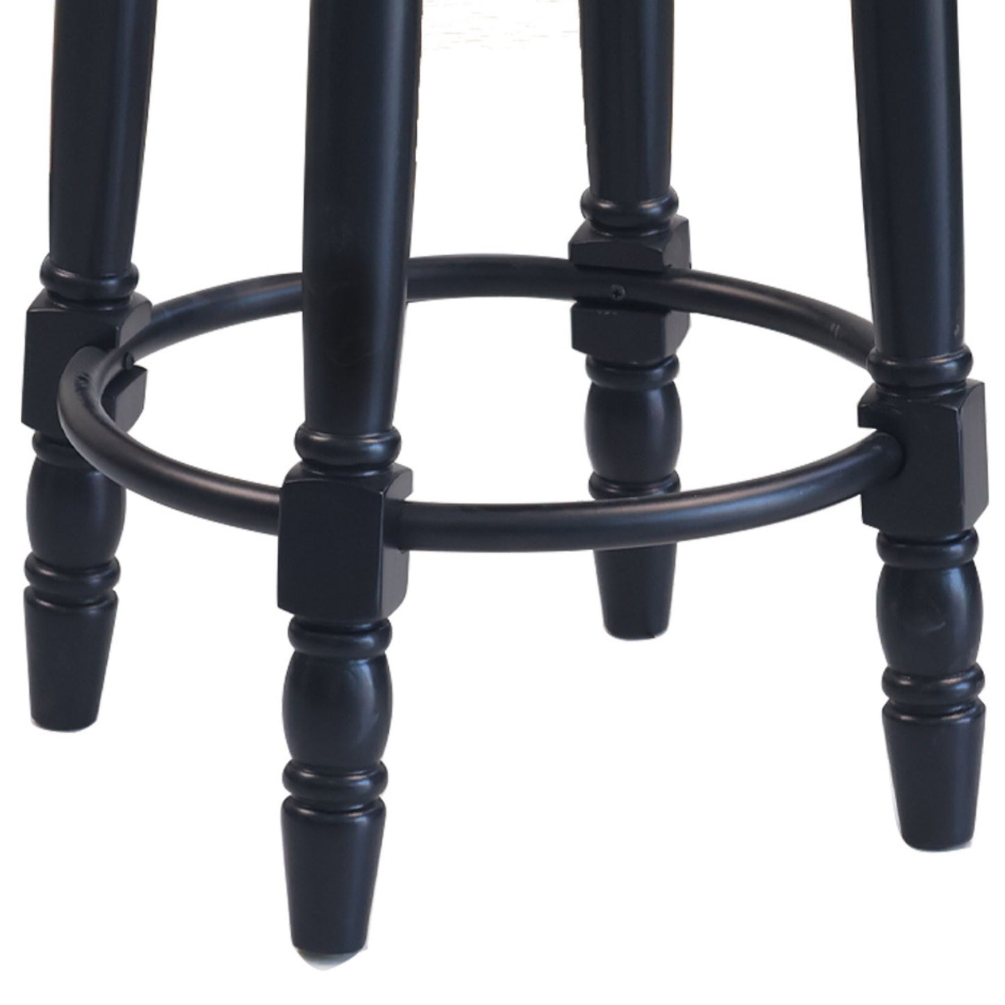 360ÔøΩÔøΩ Swivel Wooden Barstools, 26" Counter Height (Set of 2) With Fabric Upholstered Seat - Black