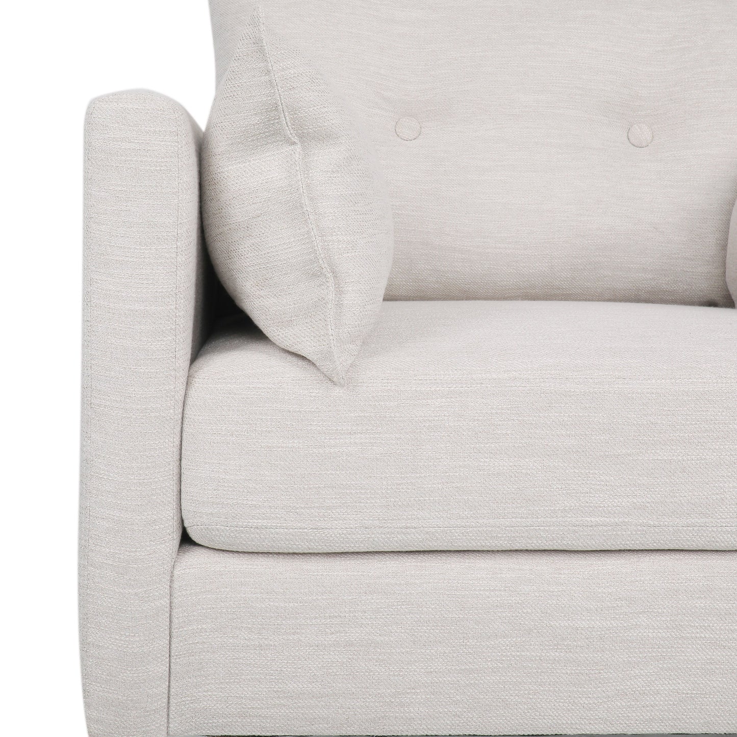 Contemporary Fabric Club Chair With Birch Wood Legs - Beige