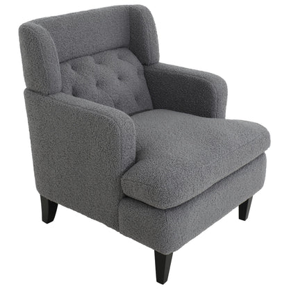 Upholstered Accent Chair Tufted Armchair For Living Room - Dark Gray