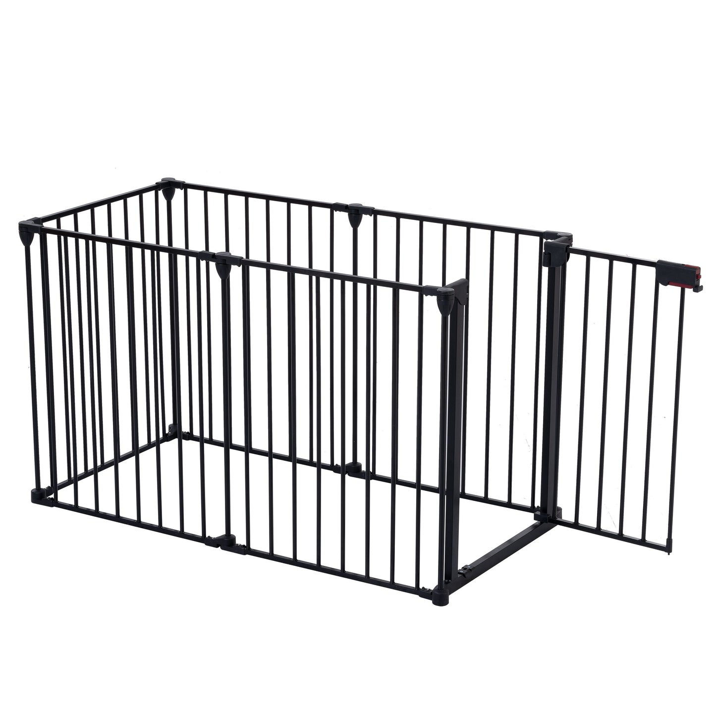 Adjustable Safety Gate 6 Panels Play Yard Metal Doorways Fireplace Fence Christmas Tree Fence Gate For House Stairs Gate Prohibited Area Fence - Black