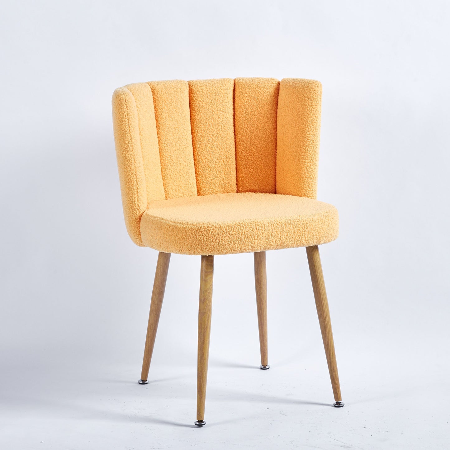Modern Dining Chair (Set of 2) With Iron Tube Wood Color Legs, Shorthair Cushions And Comfortable Backrest, Suitable For Dining Room, Living Room, Cafe, Simple Structure - Yellow