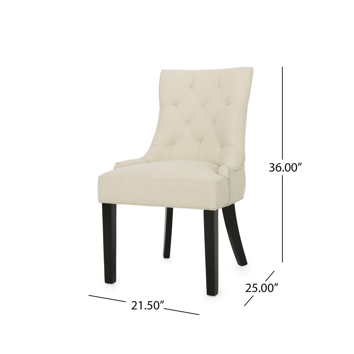 Cheney - Contemporary Dining Chair (Set of 2) Tufted Fabric Upholstery - Beige