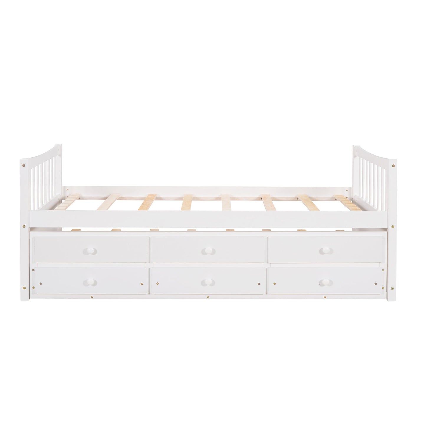 Twin Size Daybed With Trundle And Drawers - White