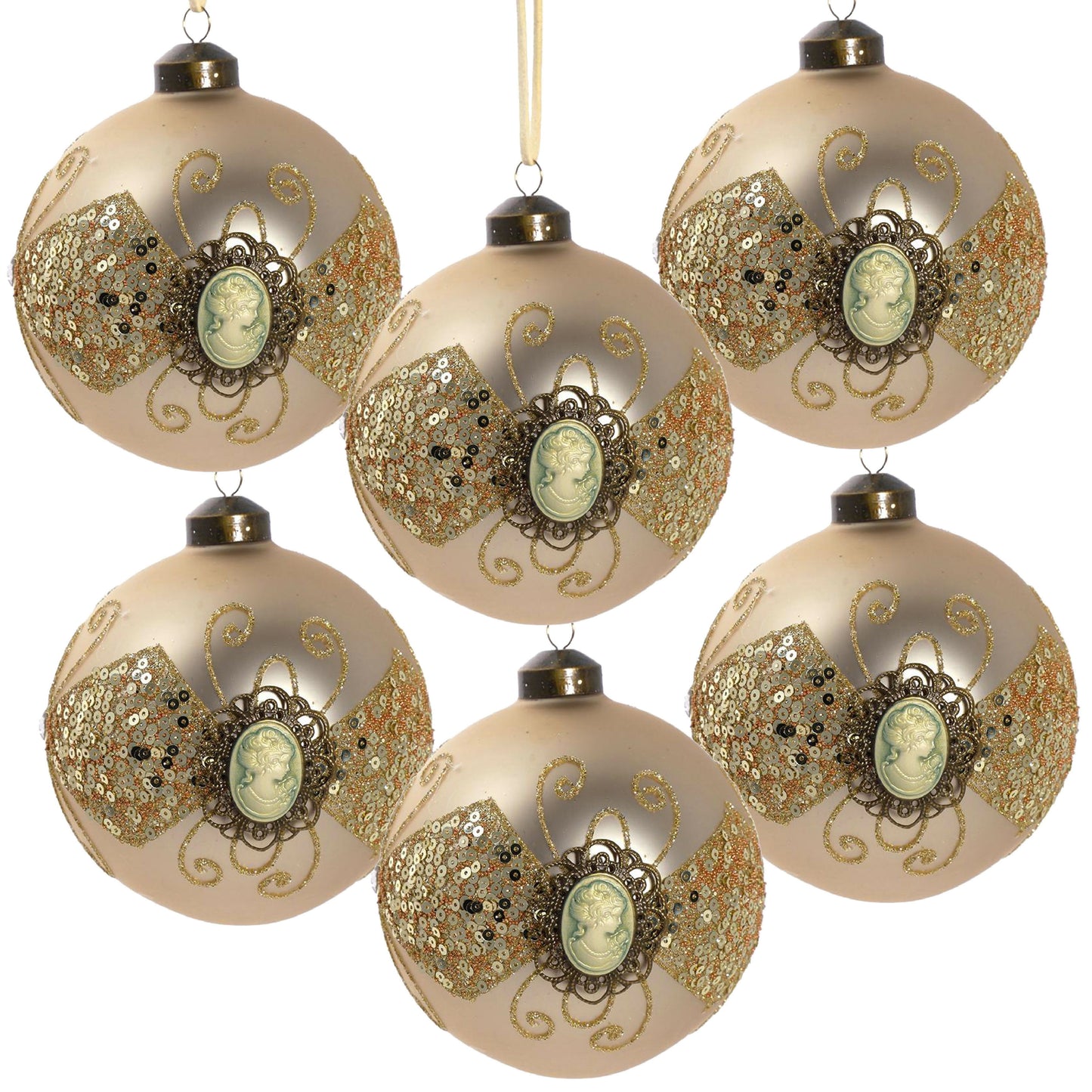 Christmas Ball Ornaments, Decorative Hanging Ball Christmas Tree Ornaments For Holiday Party Decorations (Set of 6) - Gold