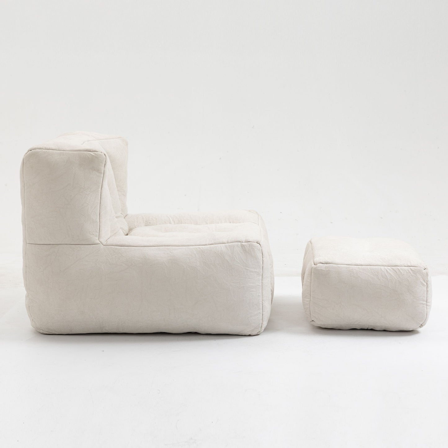 Fluffy Bean Bag Chair, Comfortable Bean Bag For Adults And Children, Super Soft Lazy Sofa Chair With Memory Foam And Ottoman, Indoor Modern Focus Bean Bag Chair For Living Room, Bedroom, Apartment - White