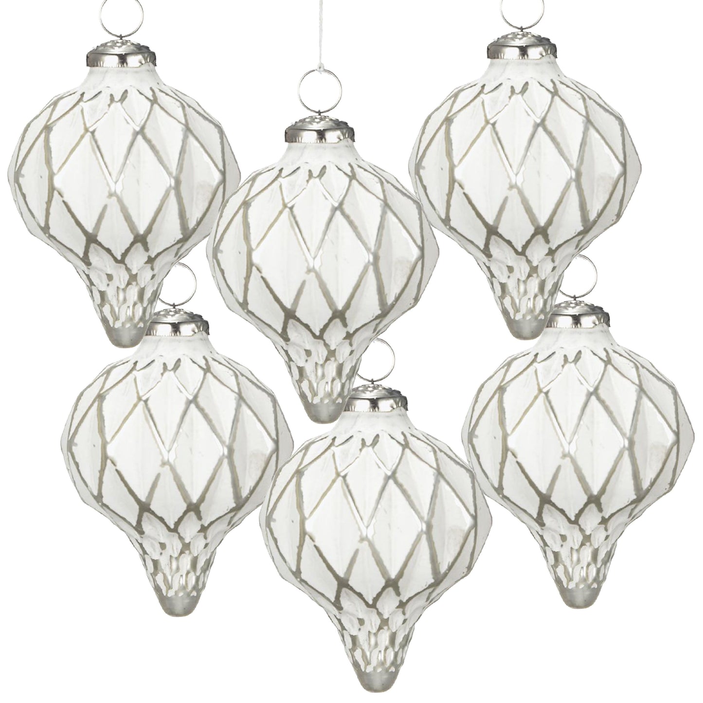 Christmas Ball Ornaments, Glass Decorative Hanging Ball Christmas Tree Ornaments For Holiday Decorations (Set of 6) - White