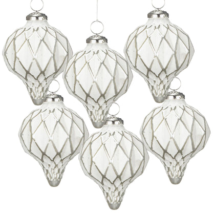 Christmas Ball Ornaments, Glass Decorative Hanging Ball Christmas Tree Ornaments For Holiday Decorations (Set of 6) - White