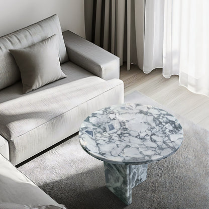 Natural Marble Coffee Table With Polished Surface, Genuine Stone - Blue Gray