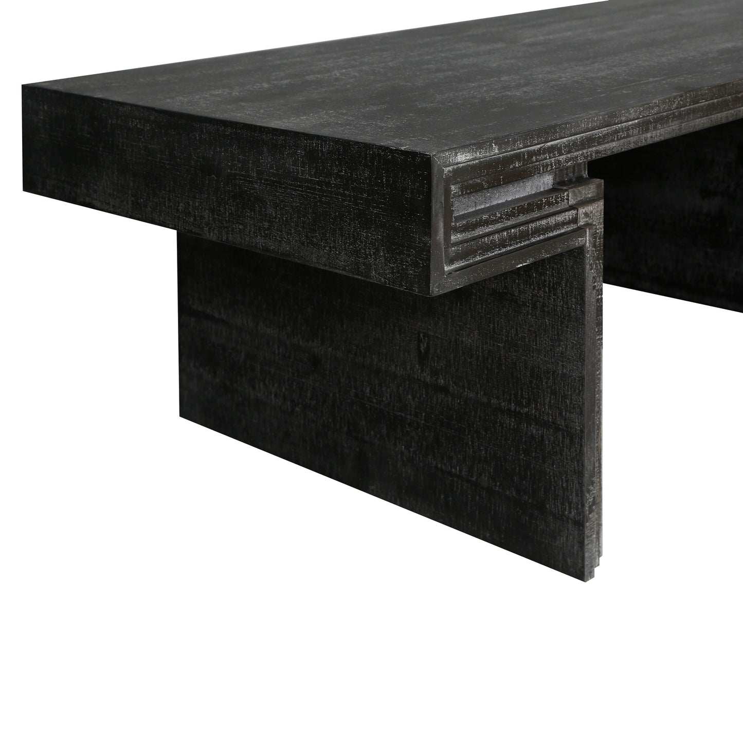 American Vintage Industrial Coffee Table, Premium Reclaimed Wood Texture, Double Tier Structure - Antique Black