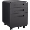 3 Drawer Mobile File Cabinet Under Desk Office, Simple Style Versatile Storage Cabinet For Legal / Letter / A4 Files, 5 Wheel Design Anti-Tilting Cold Rolled Steel Waterproof Moisture-Proof - Black