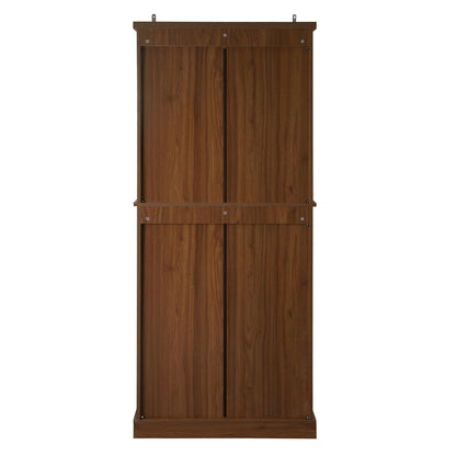4 Door Cabinet With 1 Drawer, With 4 Adjustable Inner Shelves, Storage Cabinet - Walnut