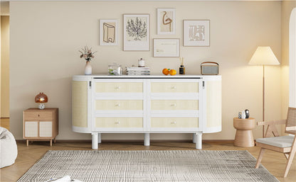 Queen Murphy Bed With Hidden Storage & Modern Woven Design - White