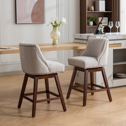 Counter Height Swivel Barstools, Upholstered Bar Stools (Set of 2) - Ivory