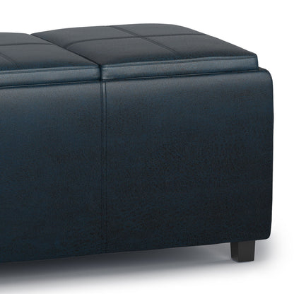 Avalon - Storage Ottoman - Distressed Dark Blue