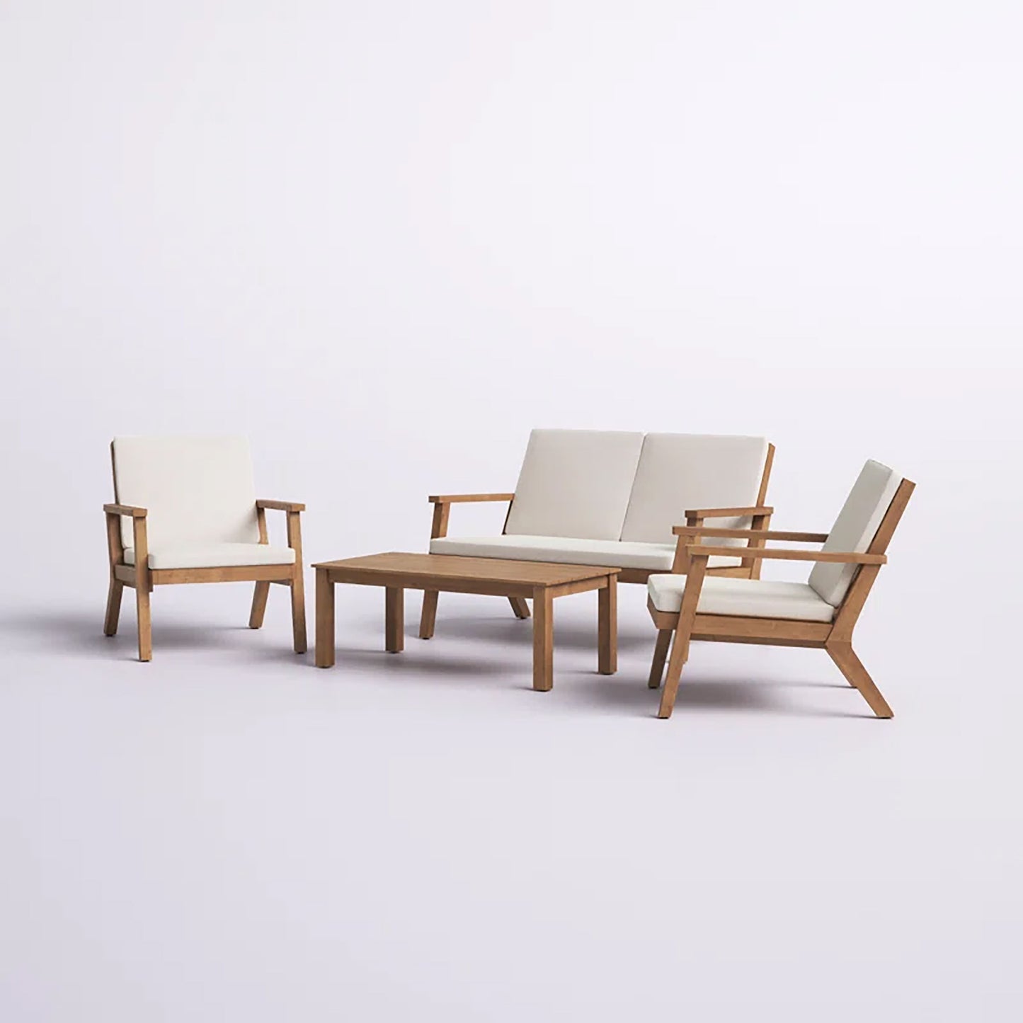 Avacyn - Outdoor 4 Seater Chat Set With Cushions - Natural / Cream