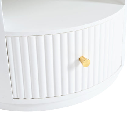 Cloud - Coffee Table, Irregular Shape Coffee Table With 1 Dreawer And Shelf For Living Room - White