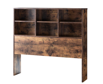 Twin Bookcase Headboard 6 Shelves Top With Rounded Front Corners Adjustable Shelves Distressed - Reclaimed Barnwood