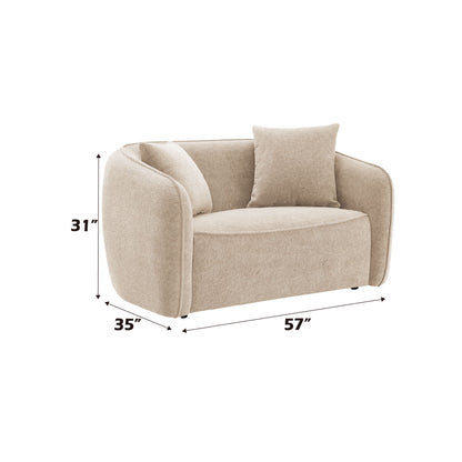 Keith - Chenille 3 Piece Living Room Set (Comes With Matching Color Toss Pillows) - Beige