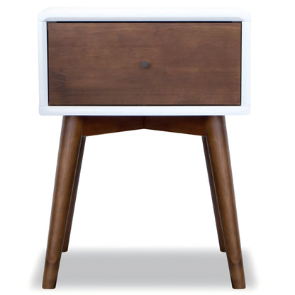 Avery - Night Stand 1 Drawer - Dark Brown / White