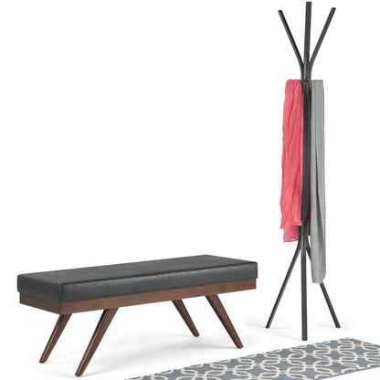 Chanelle - Mid Century Ottoman Bench - Distressed Black