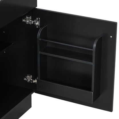 20" Bathroom Vanity With Sink, Freestanding Cabinet With Door Shelf And Adjustable Shelf, And Ceramic Construction - Black
