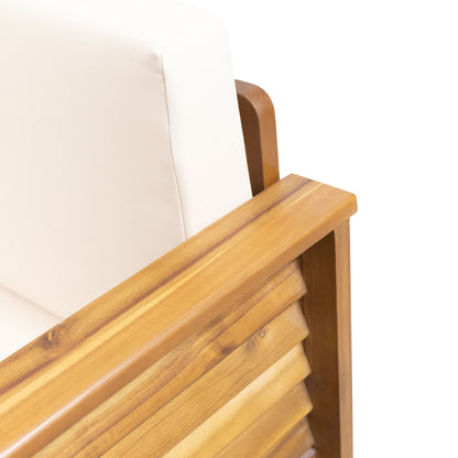 Acacia Wood Loveseat And Coffee Table Set With Cushions - Brown