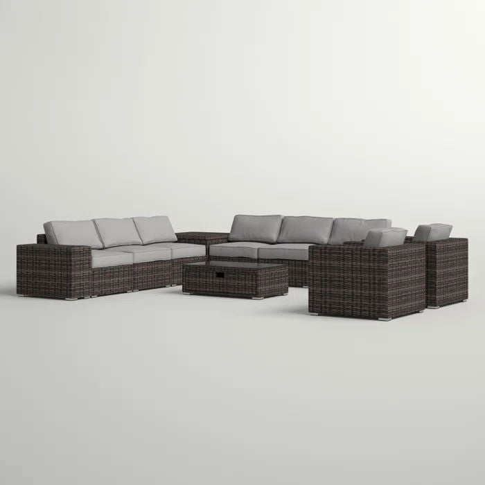 8 Person Outdoor Seating Group Elegant And Comfortable Conversation Set For Patios, Decks, Backyards - Espresso / Gray